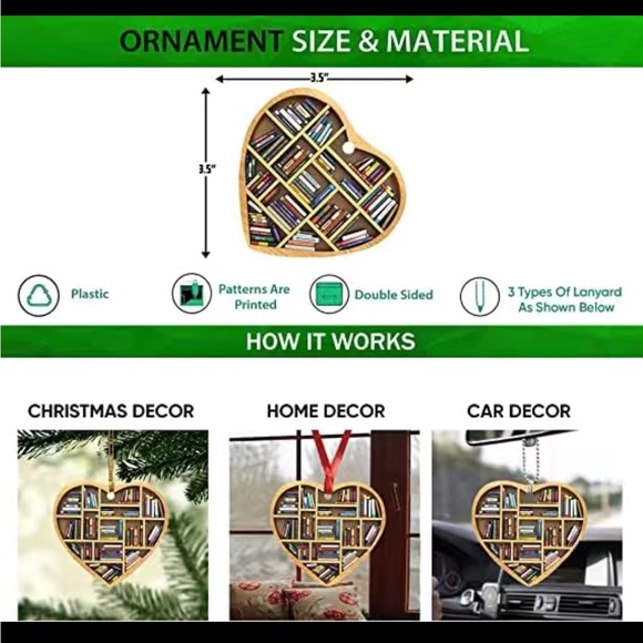 Christmas Decor Home Decor Car Decor Book‎ Lovers Acrylic Ornament - Picture 11 of 11